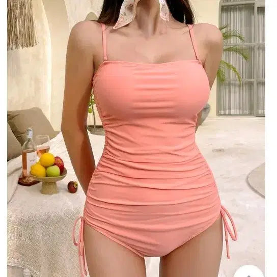 [BUNJANG] Ruched Monokini Swimsuit - Orange (Size S-M) / 셔링 모노키니 택달린 새거 오렌지 55~66
