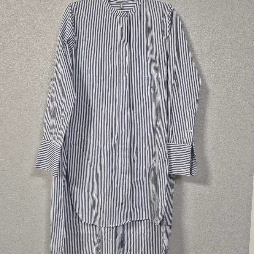 [BUNJANG] JEONG GAM Striped Asymmetric Long Shirt / JEONG GAM 스트라이프 언발런스 66 롱 남방