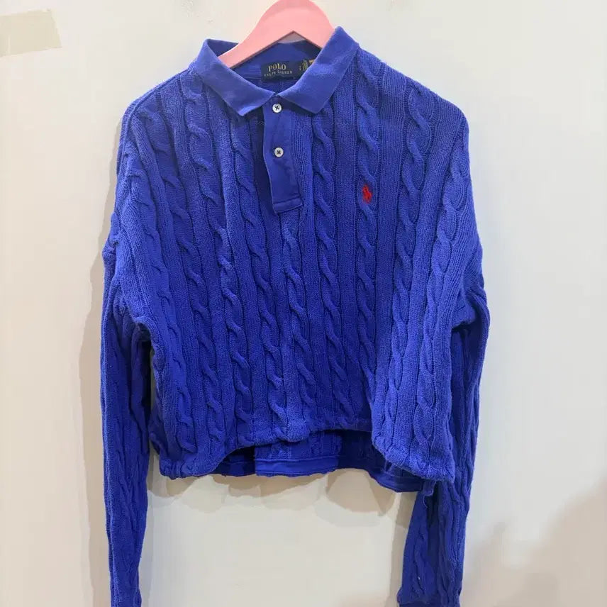 [BUNJANG] Polo Ralph Lauren Cable Knit Sweater Blue / 폴로 랄프로렌 케이블 니트 블루