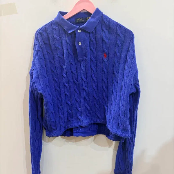 [BUNJANG] Polo Ralph Lauren Cable Knit Sweater Blue / 폴로 랄프로렌 케이블 니트 블루