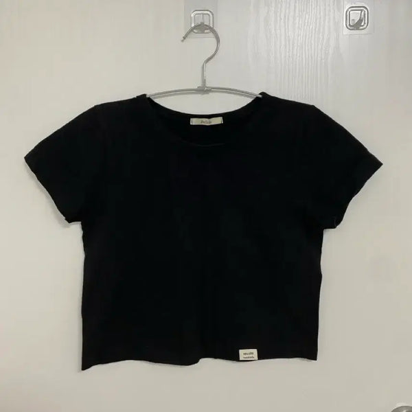 [BUNJANG] Semi-Crop Short-Sleeve T-Shirt (Black, White) / 세미 크롭 반팔 블랙, 화이트
