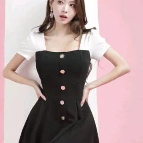 [BUNJANG] JudyShop Black Button Mini Dress / 주디샵 블랙 버튼 원피스 77홀복
