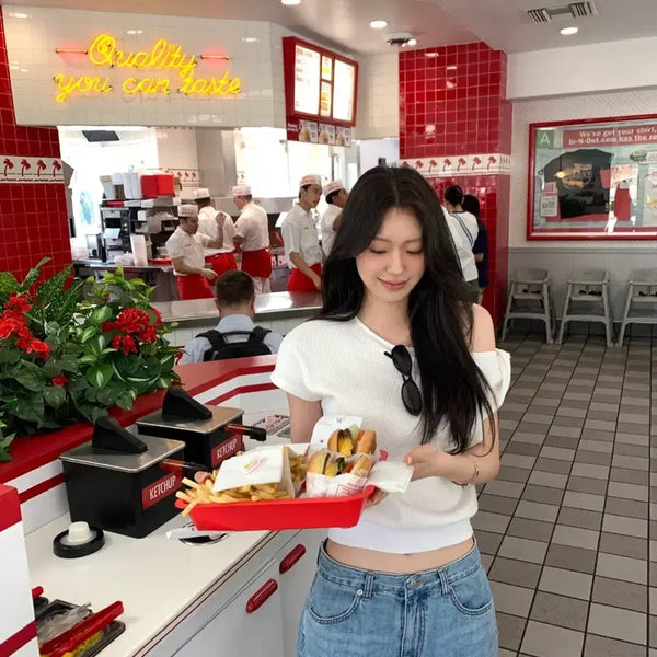 [BUNJANG] Replain Hug Waffle Tee (White, Free Size) / 르플레인 허그 와플티 (화이트, Free)