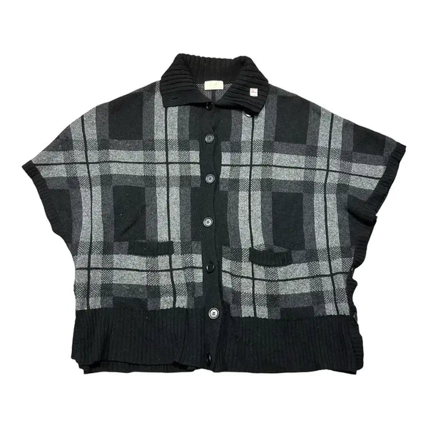 [BUNJANG] UNTITLED Check Shawl Collar Wool Knit Cardigan / (바배) 언타이틀 UNTITLED 체크 숄칼라 울 니트 가디건