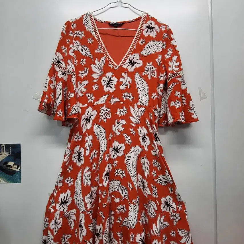 [BUNJANG] Tommy Hilfiger Floral Pattern Short Sleeve Midi Dress / 타미힐피거윈피스(무료배송