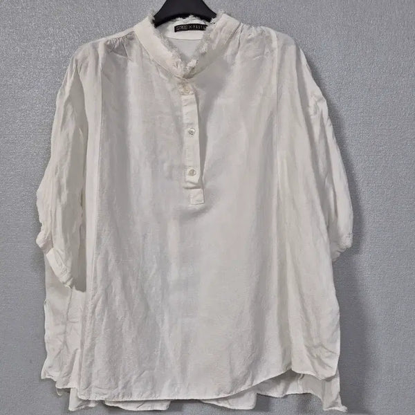 [BUNJANG] LOBO High Neck Linen Blouse (Free Size) / LOBO 하이넥 린넨 블라우스 프리