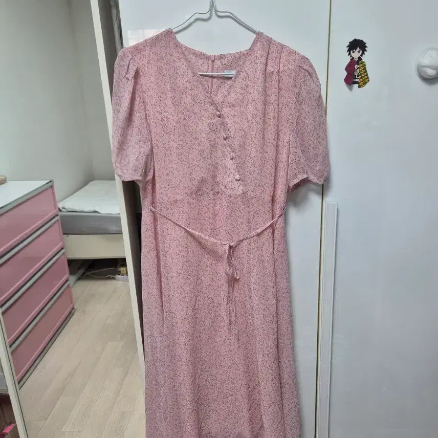 [BUNJANG] Women's Floral Pattern Long Dress (Free Size) / 여성 플라워 패턴 롱 원피스 Free