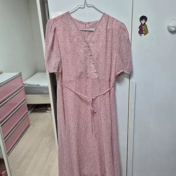 [BUNJANG] Women's Floral Pattern Long Dress (Free Size) / 여성 플라워 패턴 롱 원피스 Free