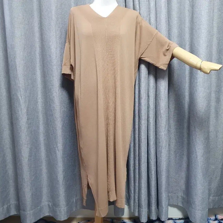 [BUNJANG] Raglan Beige Summer Knit Dress / 나그랑 베이지 여름니트원피스