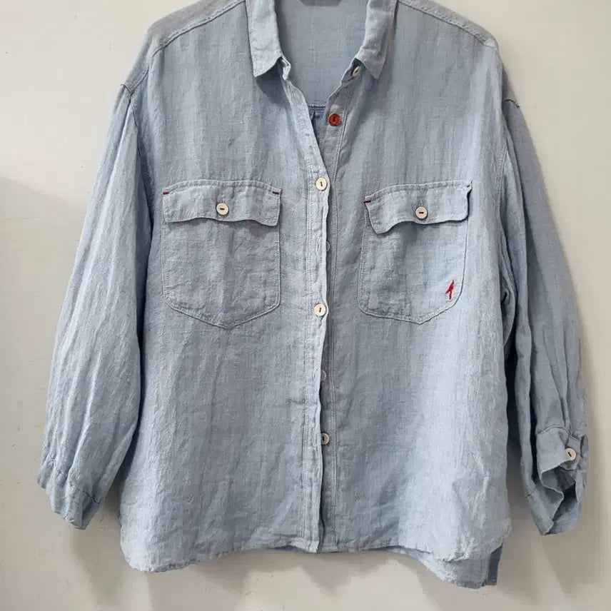 [BUNJANG] Pink Eye Linen Blouse Shirt / 핑크아이 린넨 블라우스셔츠