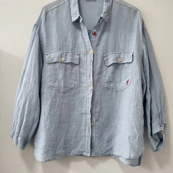 [BUNJANG] Pink Eye Linen Blouse Shirt / 핑크아이 린넨 블라우스셔츠