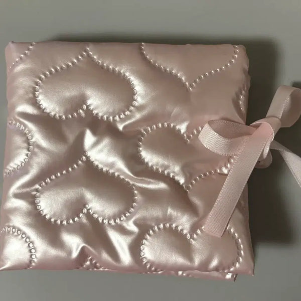 [BUNJANG] Pink Heart Quilting Ribbon Binder for Photocards / 급처)발레코어 리본 핑크 하트 퀼팅 콜북 바인더 핀더레스트 감성 속지양도아이돌포카