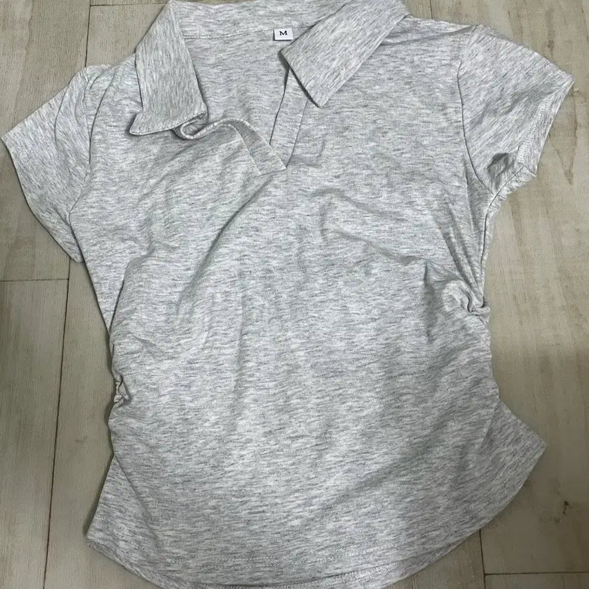 [BUNJANG] Women's Shirring Side T-Shirt / 카라 옆셔링 여성 티셔츠