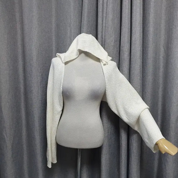 [BUNJANG] White Bolero Cardigan / 후드 화이트 볼레로가디건