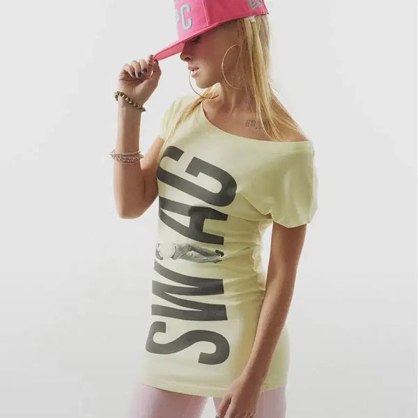 [BUNJANG] Sculptor Off-Shoulder Swag Long Tee Yellow / 스컬프터 오프숄더 티 swag long tee yellow