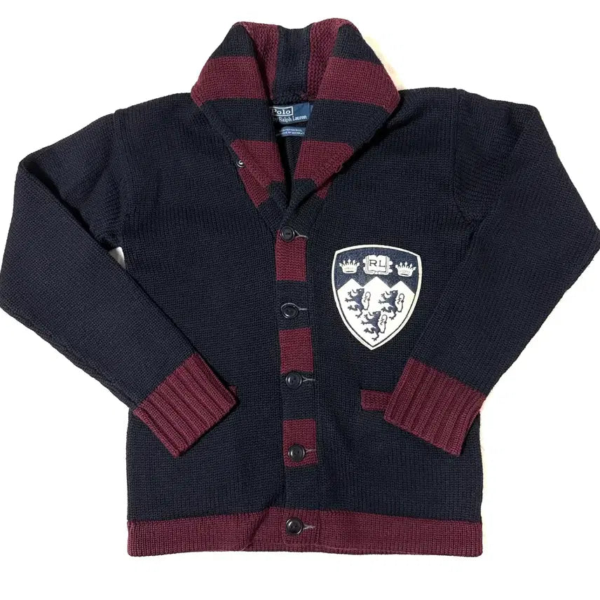 [BUNJANG] Polo Ralph Lauren Shawl Collar Emblem Cardigan / 폴로 랄프로렌 숄카라 와펜 럭비 가디건