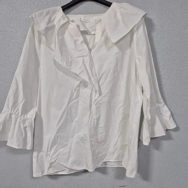 [BUNJANG] Uncommon Frill Cotton Blouse (Size 55-66) / uncommon 프릴 코튼 블라우스 55~66