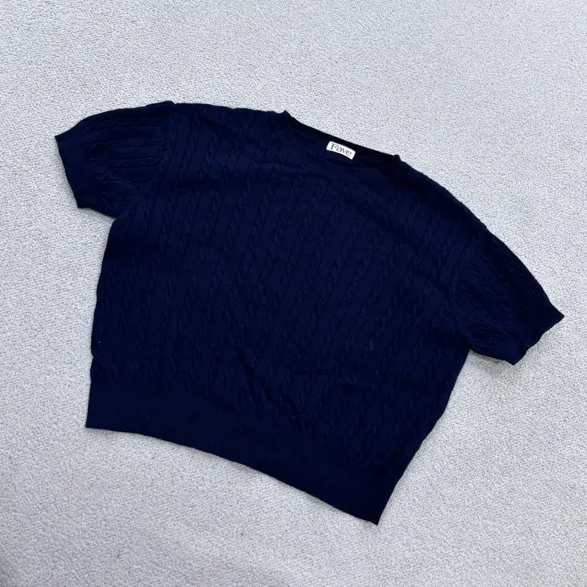 [BUNJANG] Fave Women's Navy Cable Knit Sweater / 실측확인 Fave 여성 네이비 꽈배기 니트 스웨터 0706E2