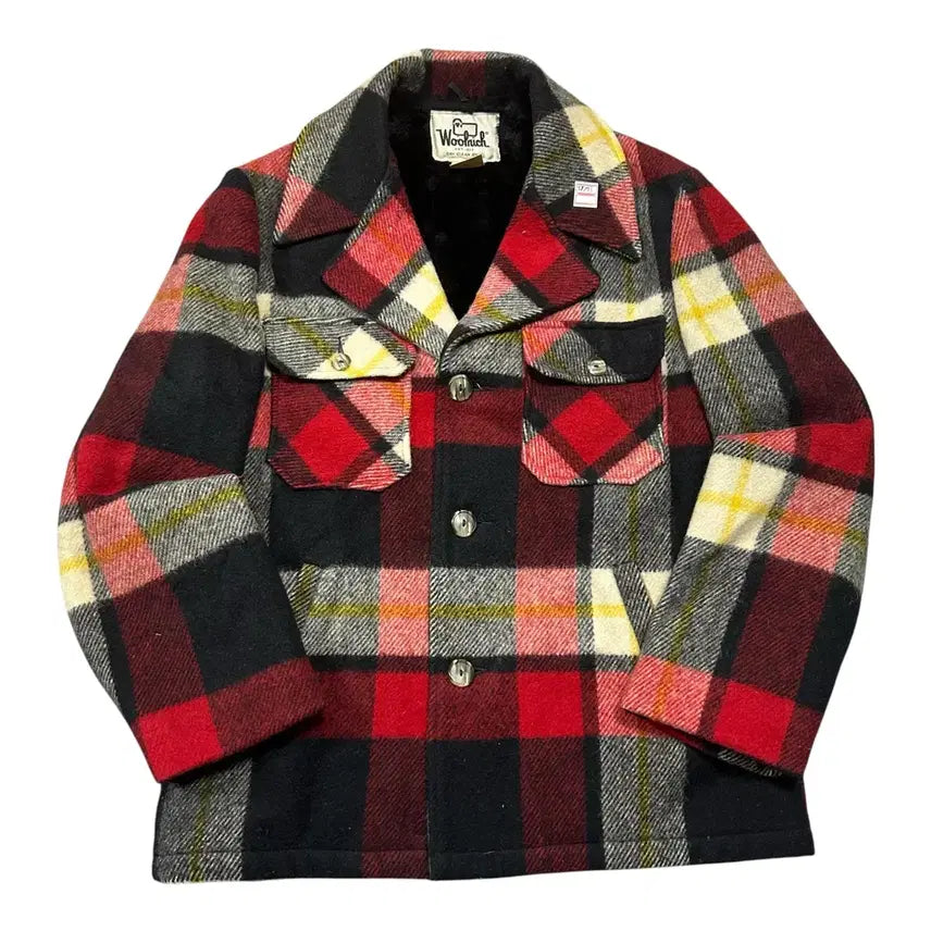 [BUNJANG] Woolrich Vintage Red Block Check Wool Jacket with Fur Lining / (바배) Woolrich 빈티지 레드 블록체크 퍼 안감 울 자켓