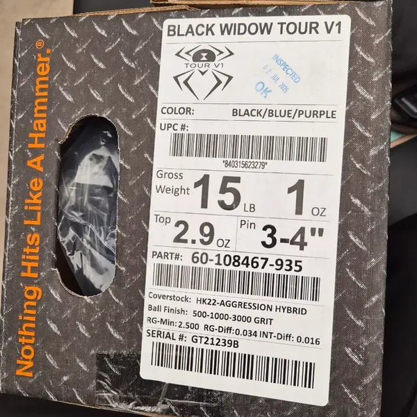 [BUNJANG] Hammer Black Widow Tour V1 Bowling Ball 15lb / 블랙 위도우 투어 V1 볼링공 15p