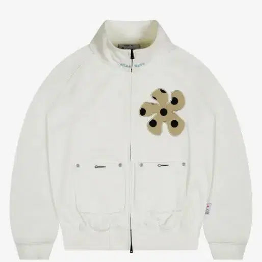 [BUNJANG] Luna Ki-Hu Dot Flower Sweat Zip-Up (Ivory) / 루나키후 도트 플라워 스웻 집업 (IVORY)