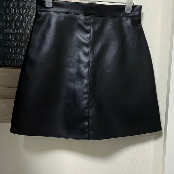 [BUNJANG] Leather Skirt (Black, Khaki, Beige) / 레더 스커트 블랙 카키 베이지
