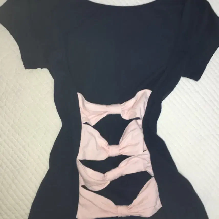 [BUNJANG] Subdued Bow T-Shirt Blue Pink / 공홈 품절) 섭듀드 보우 티셔츠 블루핑크