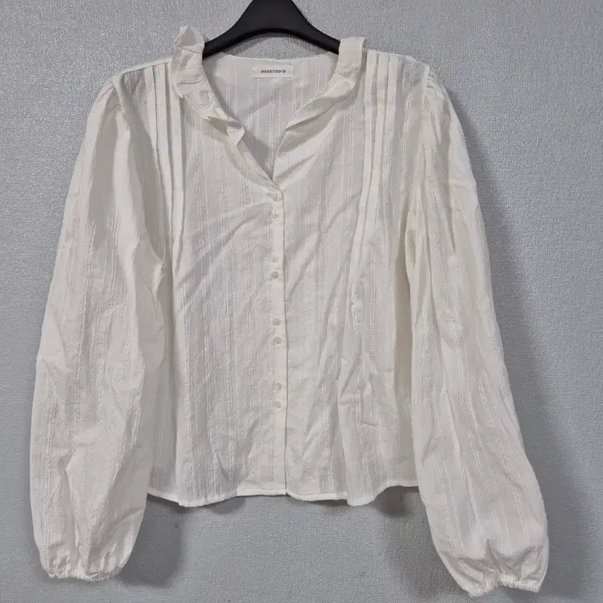[BUNJANG] 906STUDIO Puff Sleeve Cotton Blouse White Size 66 / 906STUDIO 퍼프소매 코튼 블라우스 66