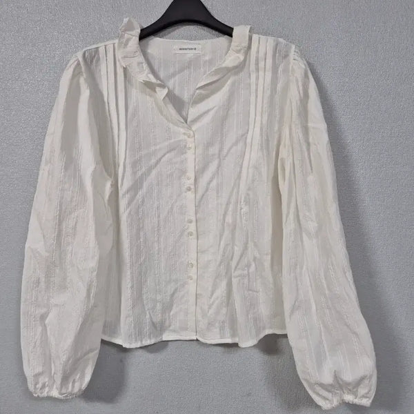 [BUNJANG] 906STUDIO Puff Sleeve Cotton Blouse White Size 66 / 906STUDIO 퍼프소매 코튼 블라우스 66