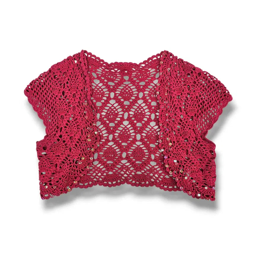 [BUNJANG] Vintage Sequin Crochet Bolero Top / F Crochet Top 빈티지 스팽글 크로셰 볼레로