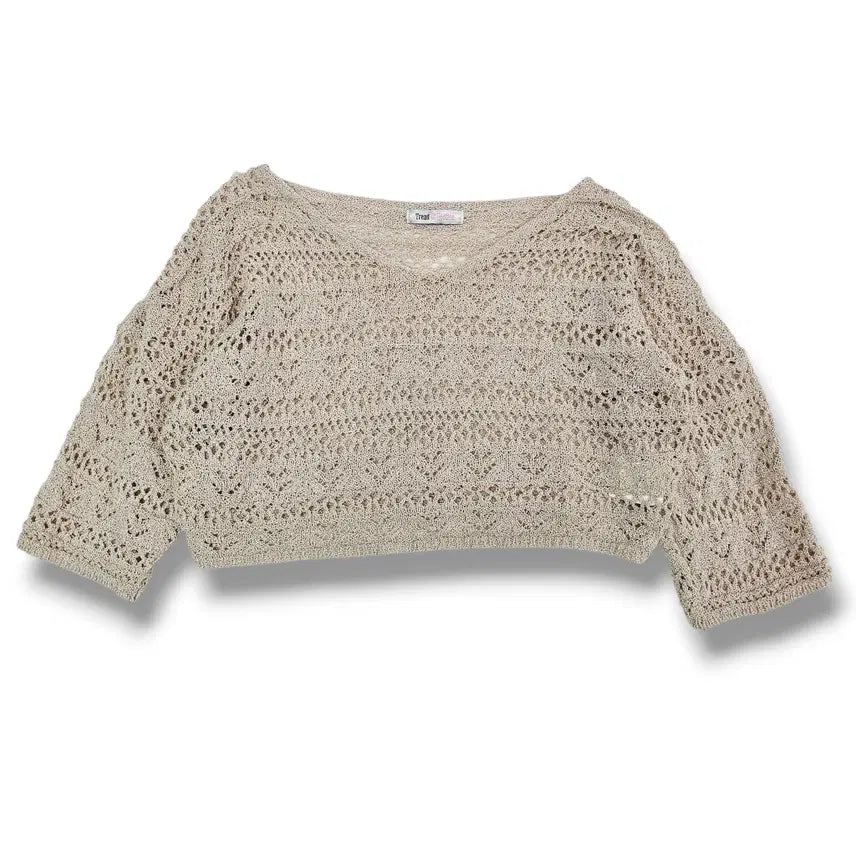 [BUNJANG] F Knit Top Cropped Net Knit / F Knit Top 크롭 그물 스카시니트