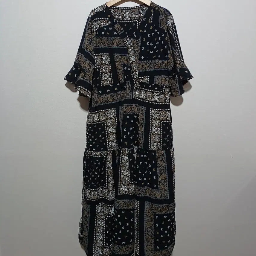 [BUNJANG] Paisley Pattern Short Sleeve Summer Dress Size F / 페이즐리 패턴 반팔 여름 원피스 F (26A1949)