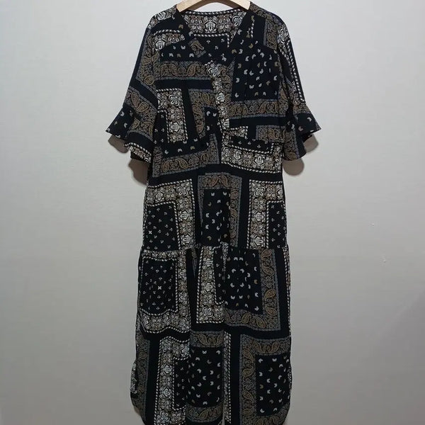 [BUNJANG] Paisley Pattern Short Sleeve Summer Dress Size F / 페이즐리 패턴 반팔 여름 원피스 F (26A1949)