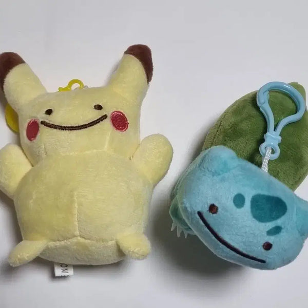 [BUNJANG] Pokemon Ditto Transformation Pikachu, Bulbasaur Keyring Plush Set / 포켓몬 메타몽 변신 피카츄, 이상해씨 키링 인형 2개 일괄