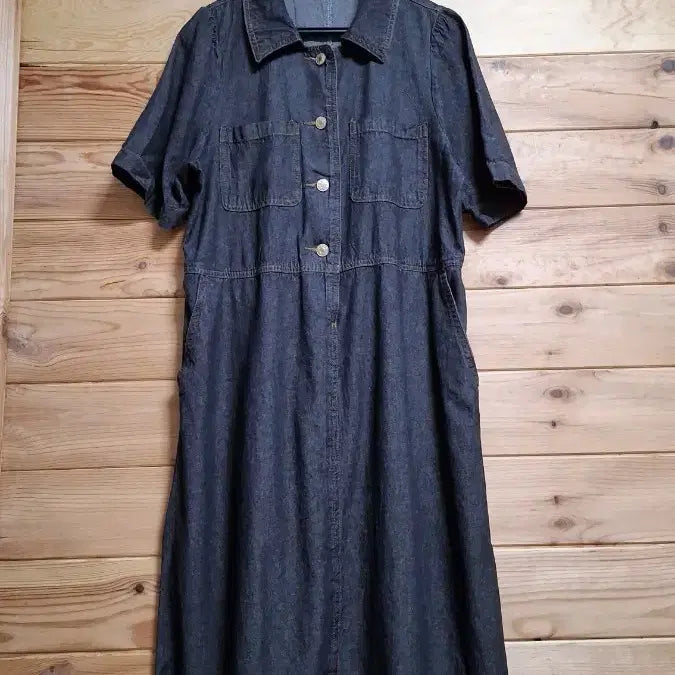 [BUNJANG] Briel Black Denim Long Dress / 브리엘 흑청 롱원피스