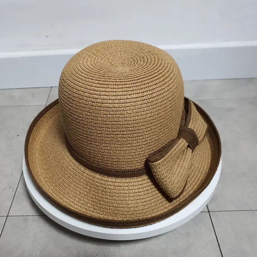 [BUNJANG] Guy Laroche Women's Big Ribbon Beach Hat / [미사용] 프랑스 기라로쉬 Guy Laroche 여성 빅리본 비치 모자, HCGLC90011, 57cm
