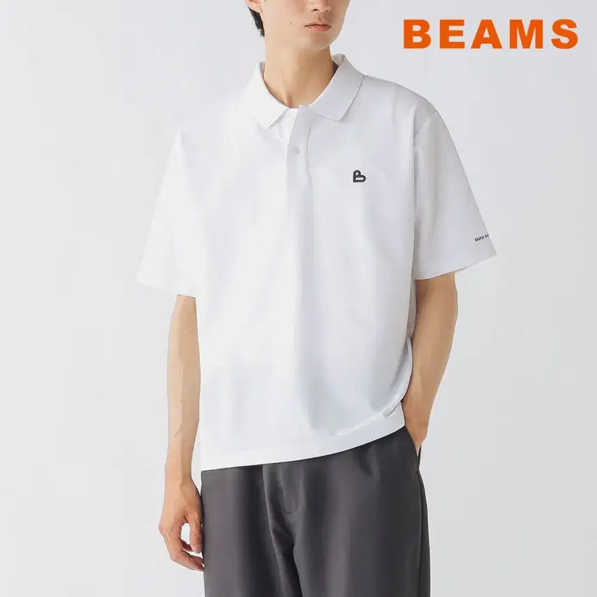 [BUNJANG] BEAMS Heart Bee Logo Kanoko Polo Shirt / 빔즈 하트 비하트로고 카노코 폴로셔츠