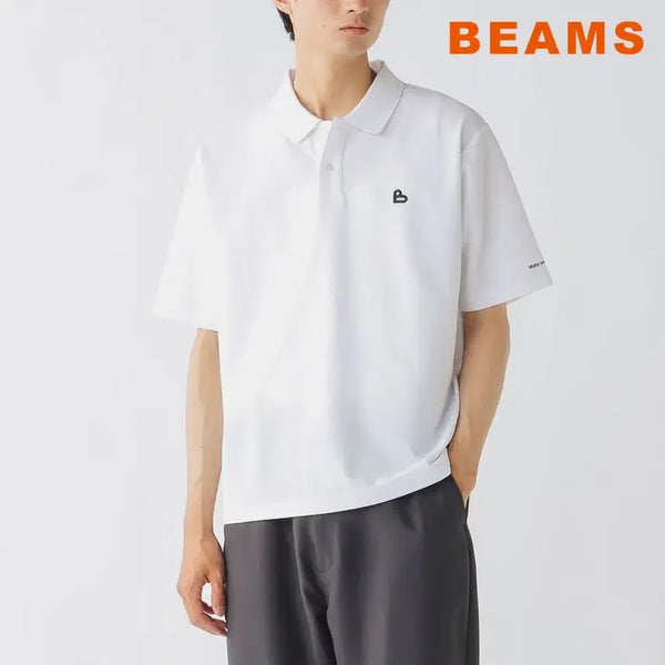 [BUNJANG] BEAMS Heart Bee Logo Kanoko Polo Shirt / 빔즈 하트 비하트로고 카노코 폴로셔츠