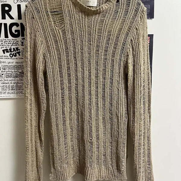 [BUNJANG] Loose Fit Grunge Distressed Summer Knit / 루즈핏 그런지 데미지 여름 니트
