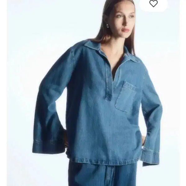 [BUNJANG] COS Color V-Neck Denim Top Size 38 (95-100) / (새상품급) 코스 칼라 브이넥 데님 탑 38사이즈(95~100)