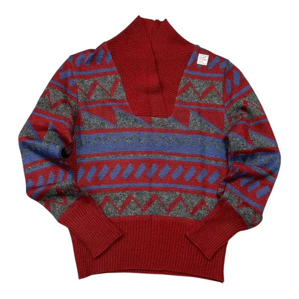 [BUNJANG] Vaknicole Caravan Vintage Geometric Pattern Collar Neck Knit Sweater / (바배) Vaknicole / Caravan 빈티지 기하학 패턴 카라 넥 니트 스웨터