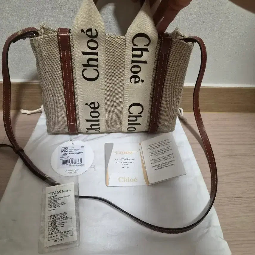 [BUNJANG] Chloe Woody Small Tote Bag Canvas Brown / 끌로에 우디 스몰 토트백 캔버스 브라운