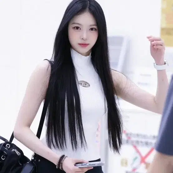 [BUNJANG] Diesel White Metal Rib Tank Top XS / 디젤 화이트 메탈 리브 탱크탑 나시 XS