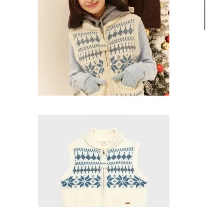 [BUNJANG] LEE Women's Cowichan Knit Vest Ivory / (새상품) LEE 우먼 코위찬 니트 베스트 아이보리