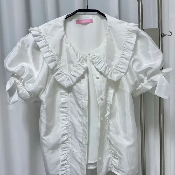 [BUNJANG] Honey Cinnamon Ribbon Sleeve Blouse / 허니시나몬 honey cinnamon 블라우스 양산형 지뢰계 스나계