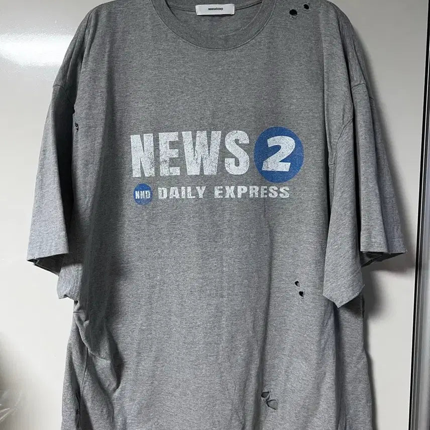 [BUNJANG] Nonode Percussion News T-Shirt Vintage Grey / [1]논노드 퍼커링 뉴스 티셔츠 빈티지 그레이