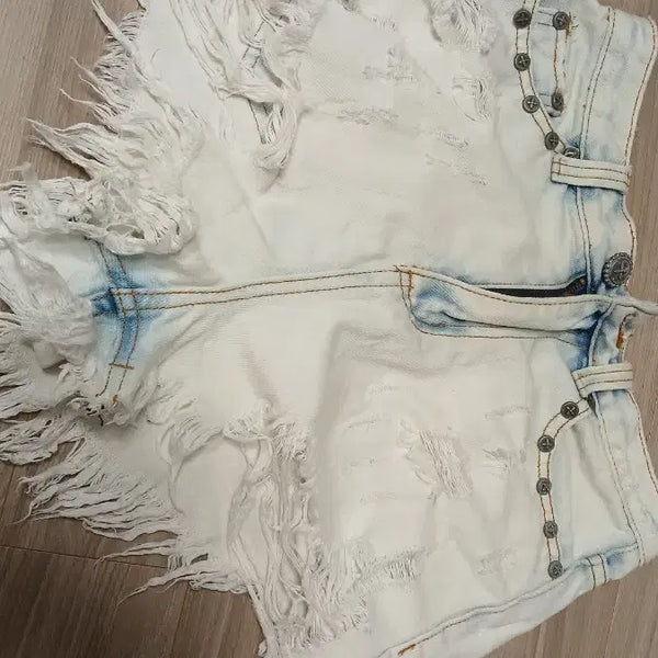 [BUNJANG] SMFK Distressed Cut-off Denim Shorts / SMFK청바지 숏팬츠 찢청 컷팅 허리단면32  총장35