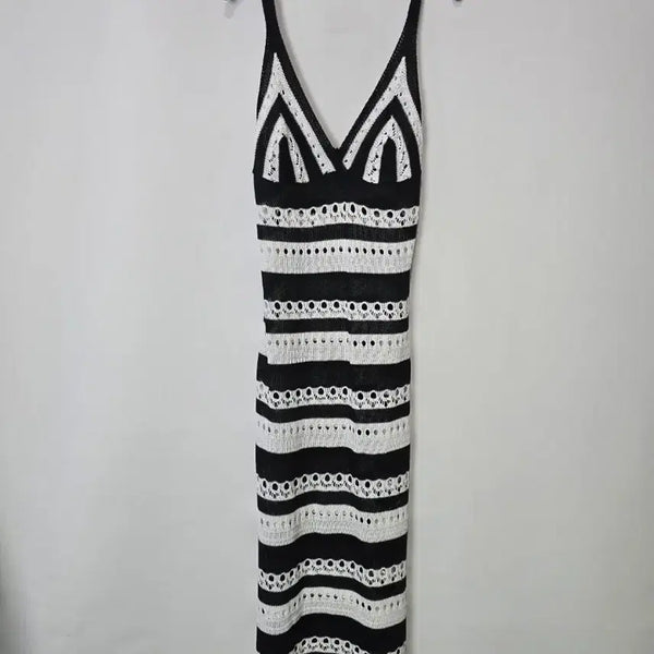 [BUNJANG] MOXDO Striped Knit Sleeveless Maxi Dress / MOXDO 스트라이프 니트 나시 원피스