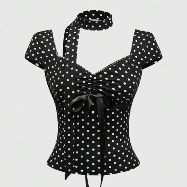 [BUNJANG] SHEIN Romwe Polka Dot Cami Top + Tie / 쉬인 롬위 도트 나시 티셔츠 + 타이
