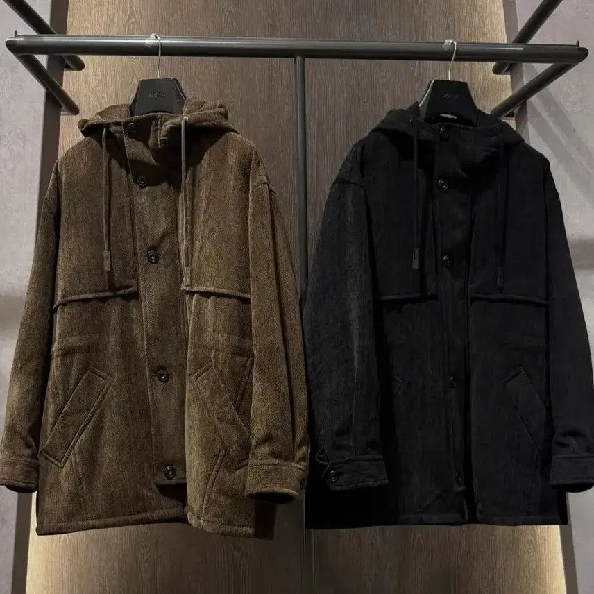 [BUNJANG] System Homme 25FW Corduroy String Hooded Zip-Up Padded Jumper / 시스템옴므 25fw 코듀로이 스트링 후드 집업 패딩 점퍼